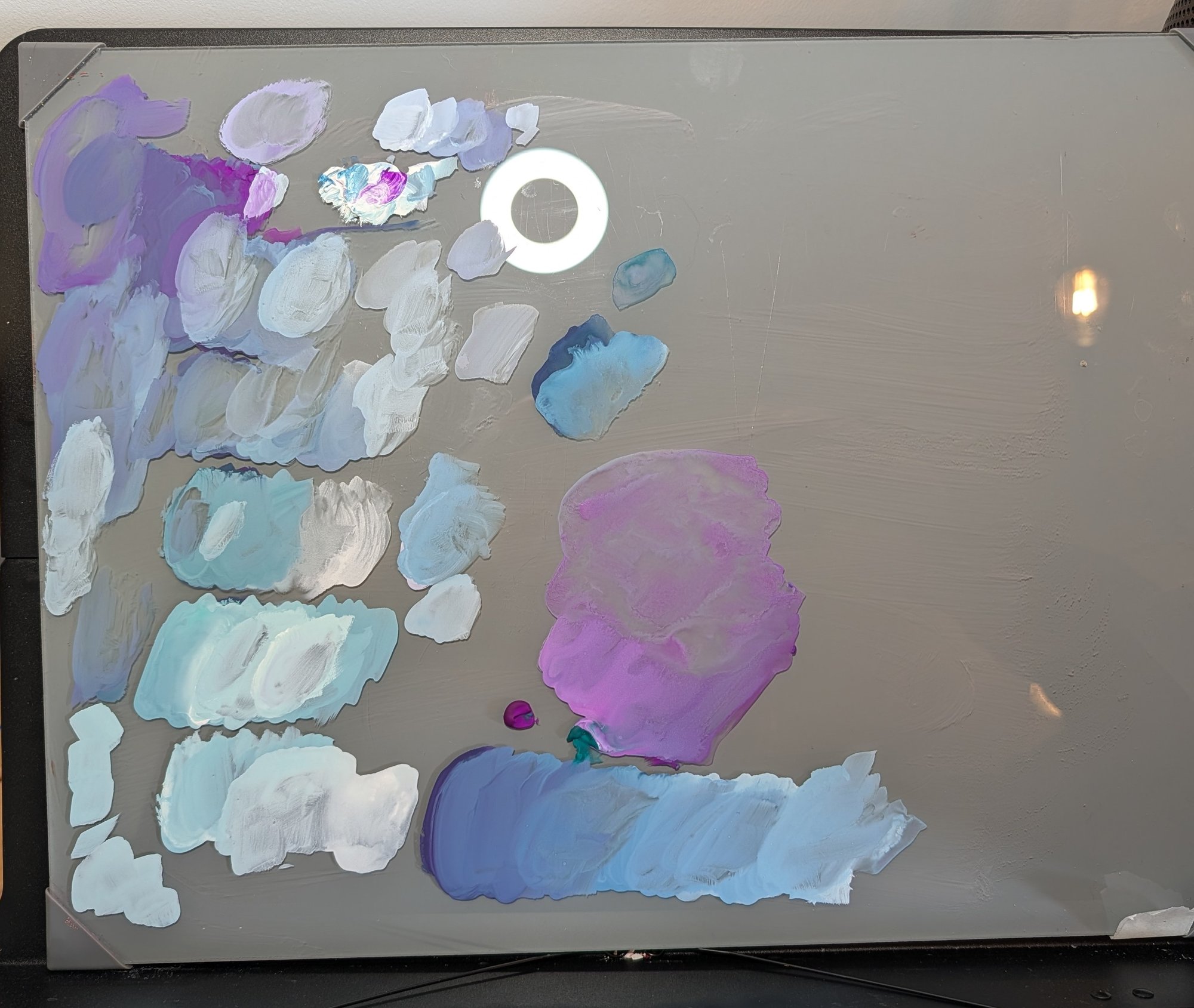 The palette after the fourth study, the value string and its whitened steps still visible